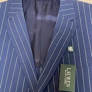 Mens NWT 46L casual summer sport coat. Lauren Ralph Lauren Blue Pinstripe Blazer